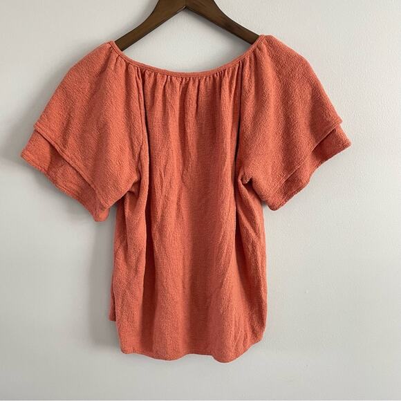 Madewell | Women’s Texture & Thread Tiered-Sleeve Top Layers Rusty Orange Fall S - Picture 5 of 11